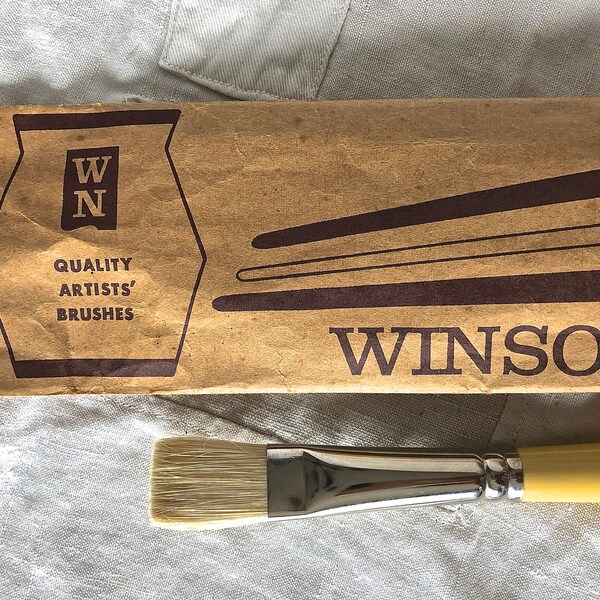 Vintage Winsor & Newton Wilton Flat Paint Brush Number 10 Original Winsor and Newton Paper Bag