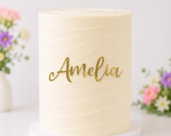 Name charm Cake Topper, custom Cake Decoration, Name Charm, Mirror Card Topper, bento cake, sheet cake. Order before 1pm same day dispatch