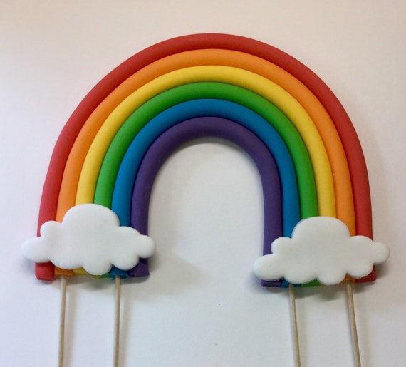 Edible Rainbow Cake Topper Decoration. Sugar Paste Fondant. Etsy UK