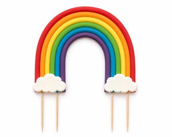 Edible Rainbow cake topper decoration. Sugar paste fondant.