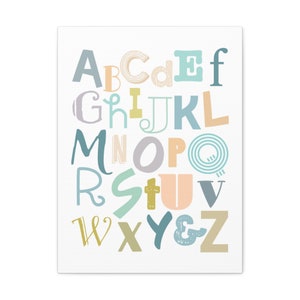 ABC&#39;s Canvas Gallery Wraps, Baby Boy Nursery, Kid&#39;s Wall art, Alphabet Nursery Wall Art