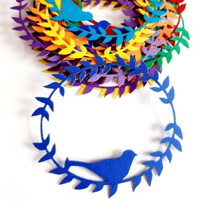 Leaf Krans met Bird Die Cut Out (Versieringen, Garland Decor, Card Making, Scrap Booking, Bruiloft decoratie, Confetti )
