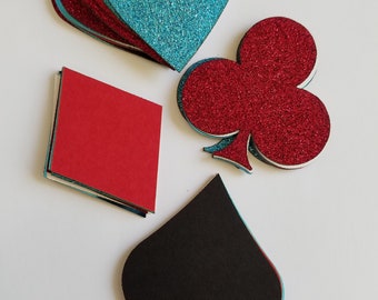 Glitter Poker Symbol Die Cut Outs ( Party Decoration, Poker Decor, Card Crafts, Confetti )