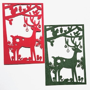 Ensemble de 25 cartes de cerf de Noël Deer Cardstock Frame Die Cut Outs ( cartes de Noël, cartes de vacances, décoration festive, fabrication de cartes )