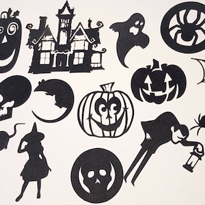 Lot de 13 découpes sur le thème d'Halloween (décoration d'automne, fabrication de cartes, artisanat)