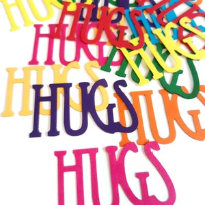 Woord " Hug " Die Cut Out ( Valentines Decor, Card Making, Scrap Booking, Decoupage, Collages )