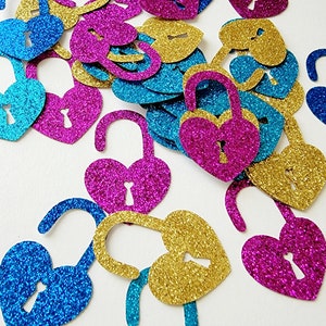 Glitzer Herz Schloss Die Cut Outs ( Scrapbooking, Konfetti, Party Dekoration )