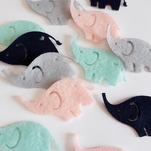 Corte de fieltro de elefante (decoración de la guardería, ducha del bebé, adornos, fabricación de tarjetas, guirnalda)