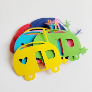 RV Camper Die Cut Out ( Confeti, Tema de camping, Reserva de chatarra, Decoración de fiestas )