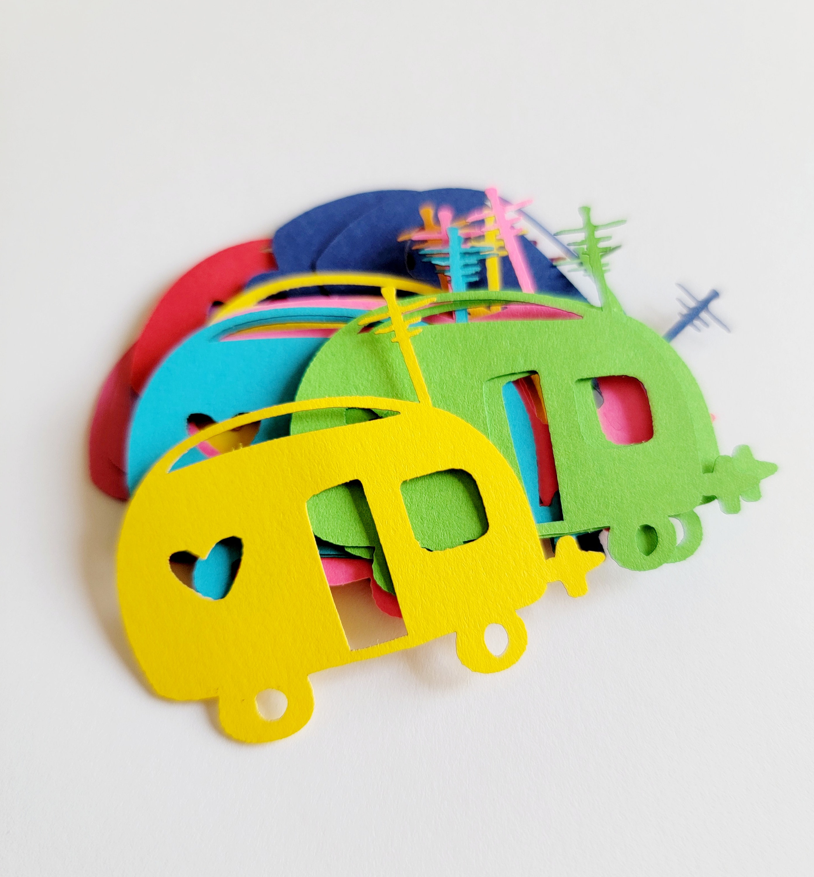 RV Camper Die Cut Out Confetti Camping Theme Scrap Booking Party Decoration
