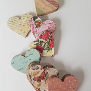 Découpes coeurs à motifs de style shabby chic (réservation des déchets, confettis, décoration de fête)
