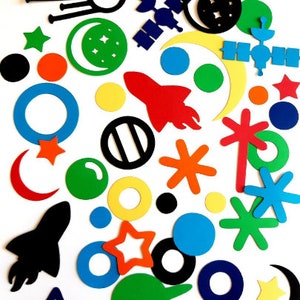 Space Die Cut Outs ( Stem Activities , Scrap Booking, Space Decor, Confetti, Party Decoration )