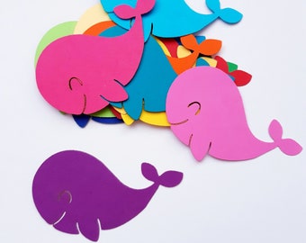 Whale Die Cut Outs ( Scrap Booking, Baby Shower Decor, Confetti, Embellishments, Card Making )