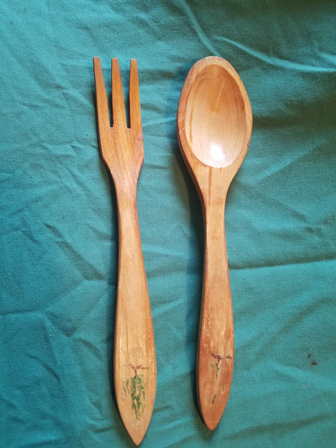 Hand Carved Salad Server Set Etsy