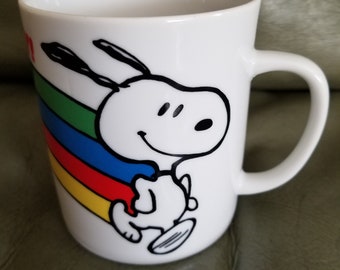 Vintage Snoopy Peanuts Initial Mug A Autumn Coffee Tea Cup Gift