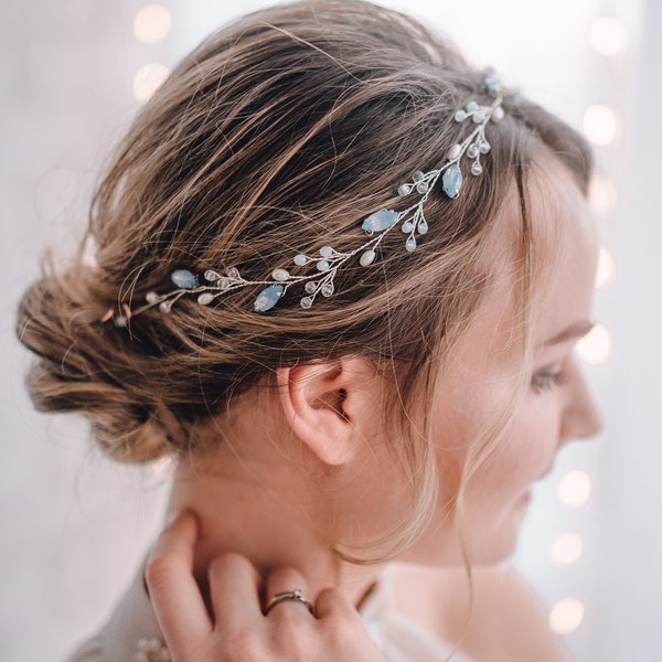 Blauw Haar Accessoires-Crystal Hair Vine-Iets blauw-Bruids haar wijnstok-Bruiloft haar vine-Bruiloft Haar Accessoires-Bruids haar accessoire