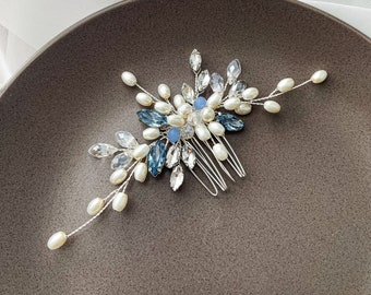 Bridal blue hair comb Blue hair piece Something blue Wedding blue hair accessories Bridal hair comb Wedding hair piece