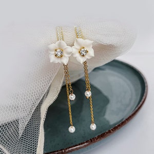 Gold Bridal Earrings Bridal Earrings Flower Earrings Flower Bridal Earrings Gold Bridal Jewelry