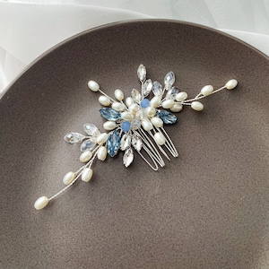 Bridal blue hair comb Blue hair piece Something blue Wedding blue hair accessories Bridal hair comb Wedding hair piece