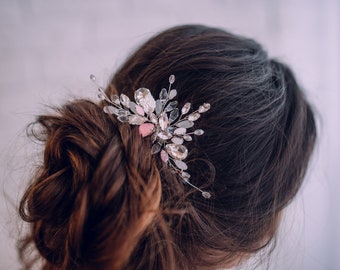 Bridal hair pins-Bridal hair comb-Silver leaves hair comb-Bridal headpiece-Wedding headpiece-Crystal hair comb