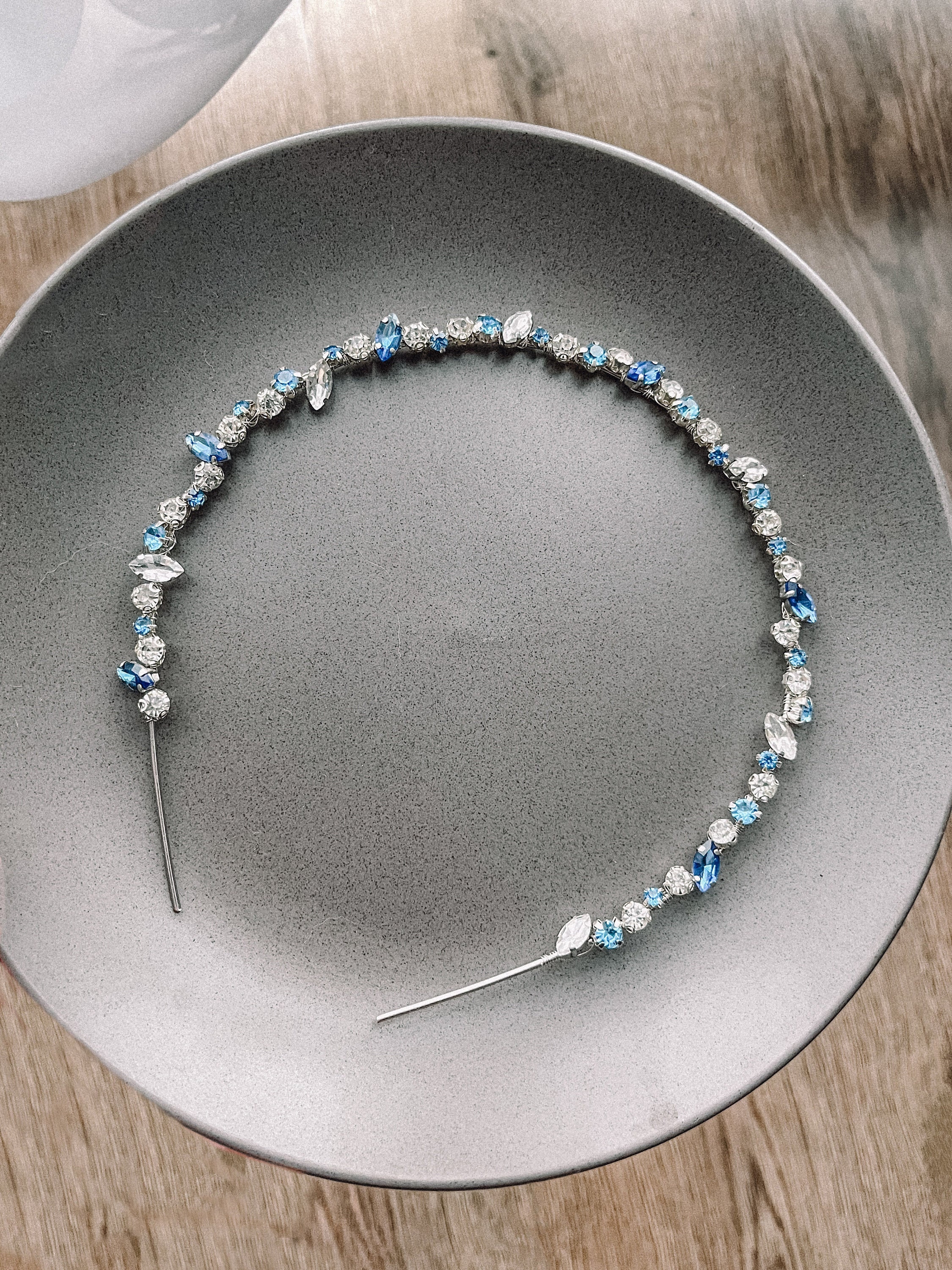 Bridal Rhinestone Headband: Something Blue Wedding Hair 