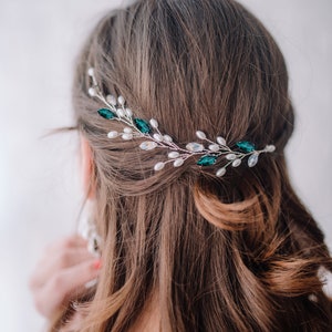 Green Bridal Hair Accessories-Emerald Hair Accessories-Green Hair Piece-Emerald Hair Vine-Bridal Hair Vine-Bridal Hair Accessories