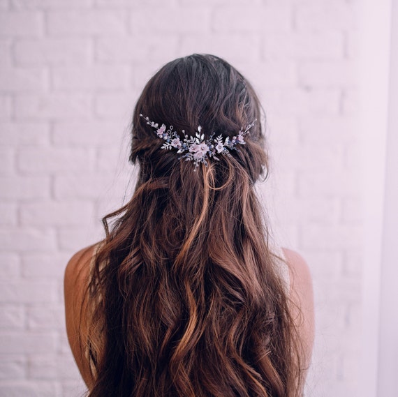 Crystal Flower Bridal Hair Vine – Silver, Pearl & Rhinestone  display picture 2