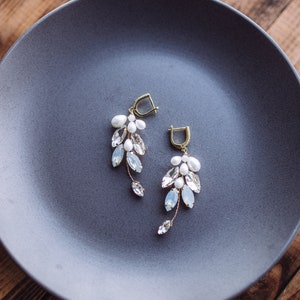 Bridal Earrings-Gold and Blue Earrings-Bridal Blue Earrings-Wedding Blue Earrings-Bridal Gold Earrings