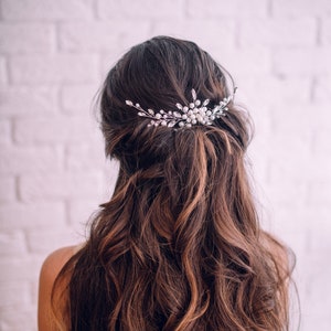 Crystal Bridal Hair Comb, Rhinestone Pearl Wedding Headpiece