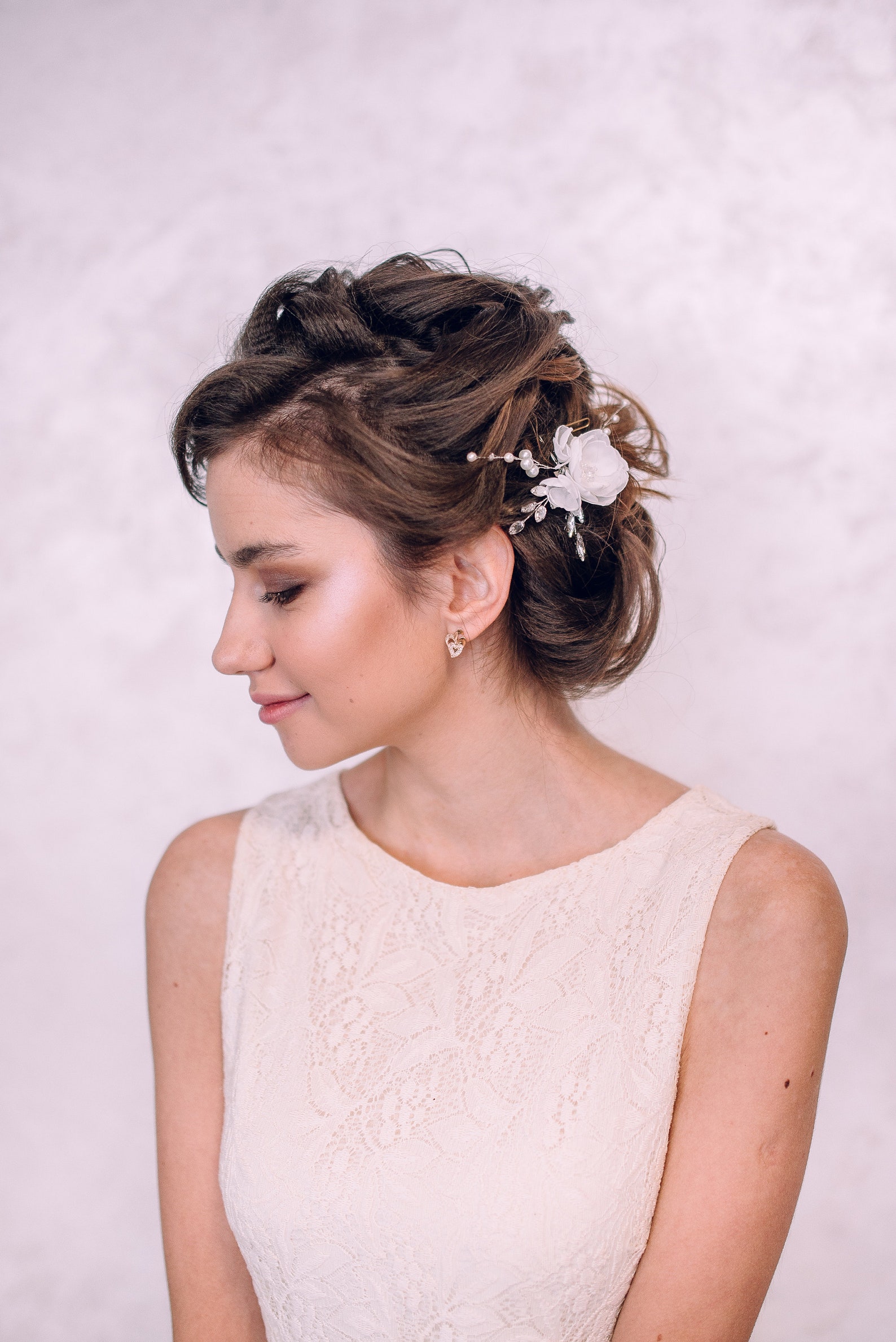 Silver Leaves Bridal Hair Combsilk Flower Bridal Hair Etsy