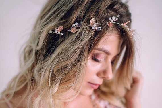Foglia D'Oro Per Capelli Con Cristalli – Accessorio Sposa Vintage – Vite Floreale Con Strass Per Matrimonio, Festa Degli Anni '20, Ballo Di Fine Anno - 3