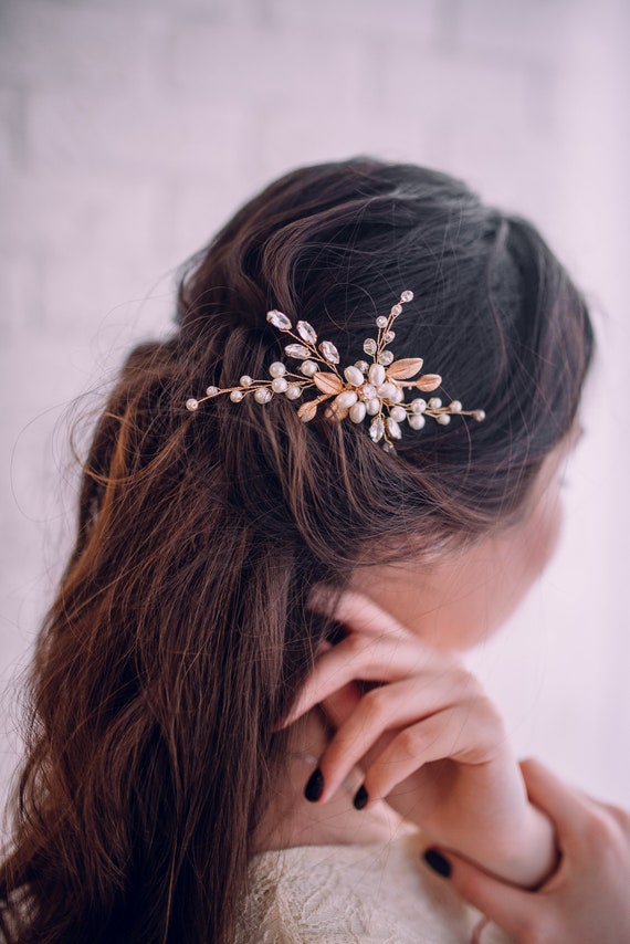 Gold hair pins-Bridal hair pins-Wedding headpiece-Gold leaves hair pins  Bridal headpieces-Wedding hair accessories-Bridal hair accessories