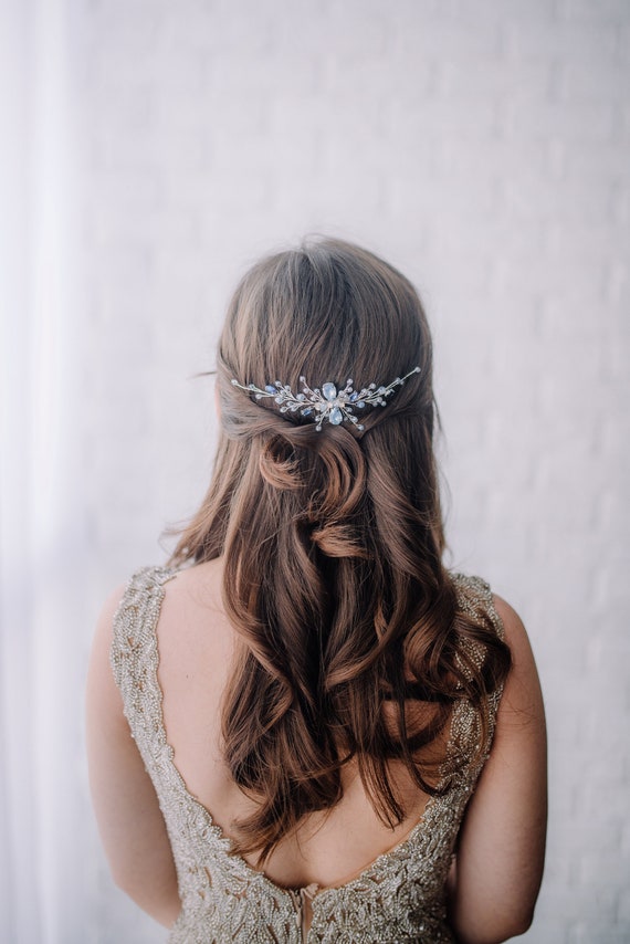 Blue Opal Bridal Hair Comb, Silver Wedding Hair Accessory - Etsy