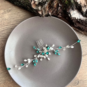 Emerald Hair Piece-Emerald Hair Accessories-Emereld Bridal Hair Comb-Green Hair Accessories-Bridal Hair Acessories