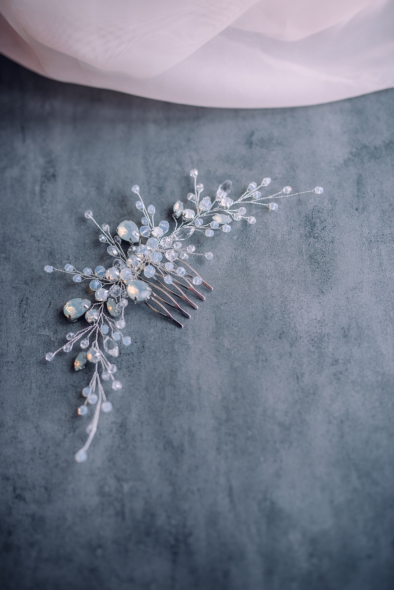 Blue Opal Hair Combbridal Hair Combwedding Hair Combwedding Etsy