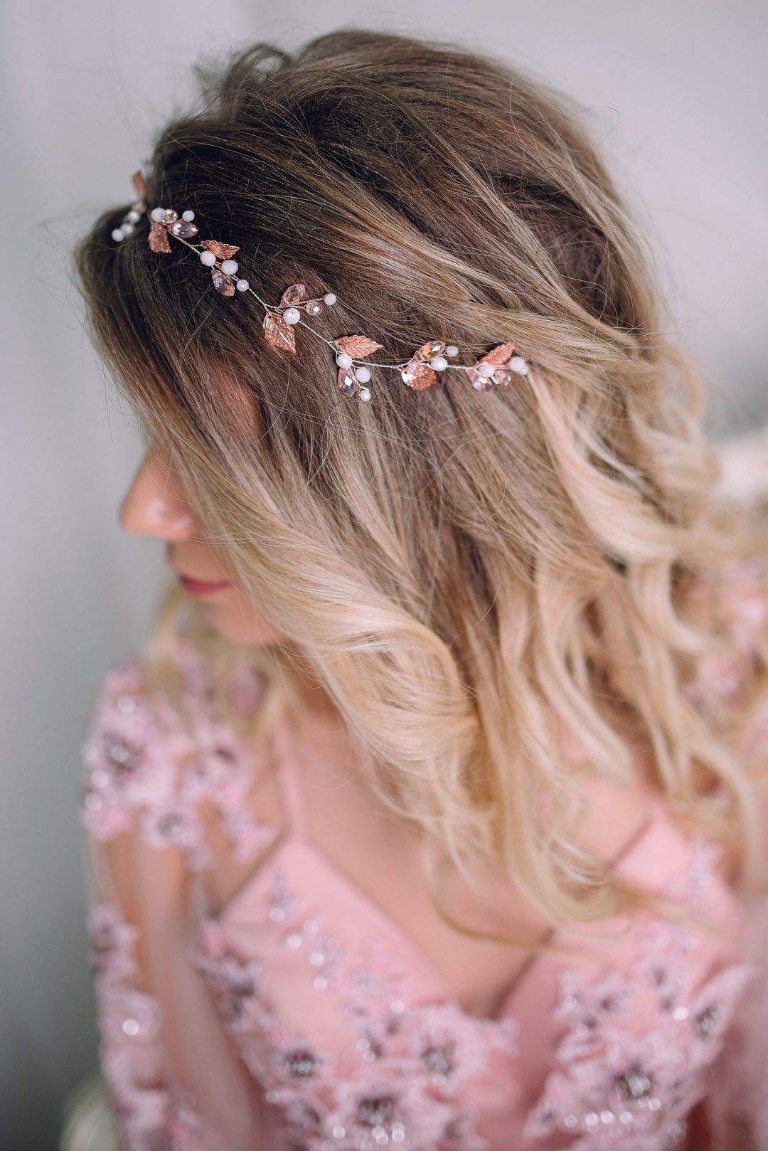 IYOU Cristallo Matrimonio Vite per Capelli Verde Foglia Sposa Fascia Strass Copricapo Prom Nozze Nuziale Damigella D'onore Accessori per Capelli per Donne