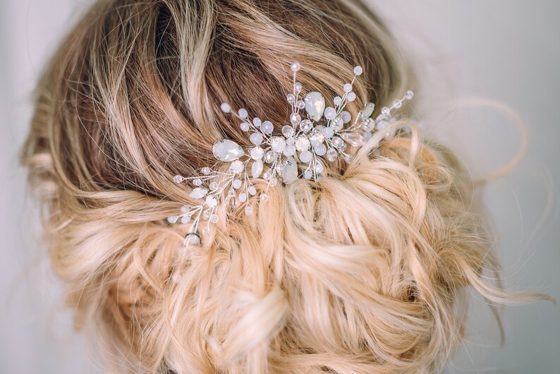 Blue Opal Hair Combbridal Hair Combwedding Hair Combwedding Etsy