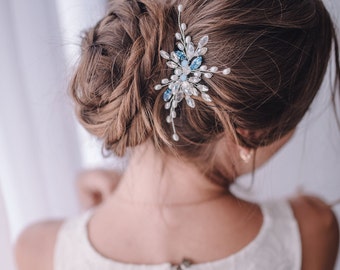 Bridal Hair Comb Blue Hair Accessories Blue Hair Piece Wedding Hair Comb Wedding Headpiece Blue Headpiece