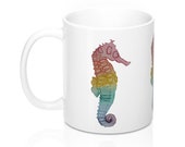 Seahorse Rainbow Watercolor Mug 11oz
