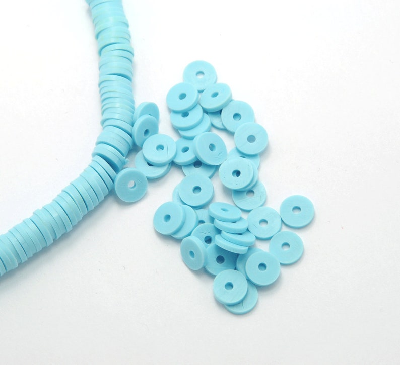 Lot of 150 beads fimo heishi blue hemo 6x1 mm