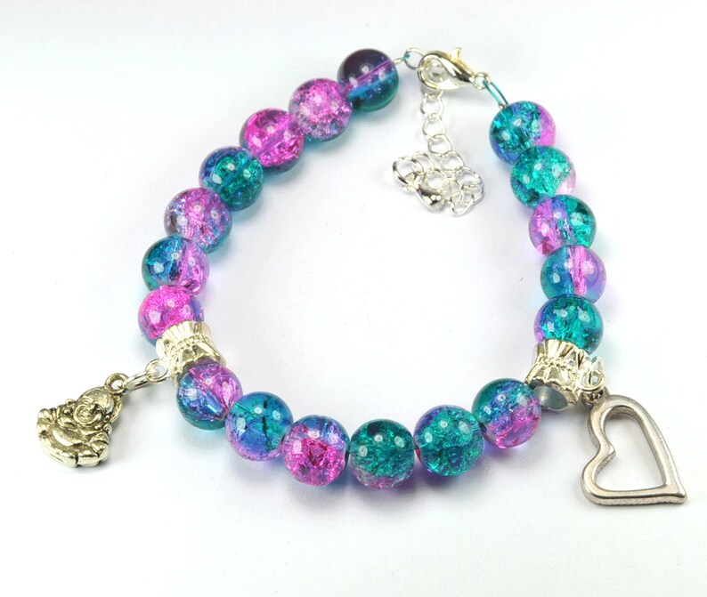 Kit bracelet with glass beads and metal charms