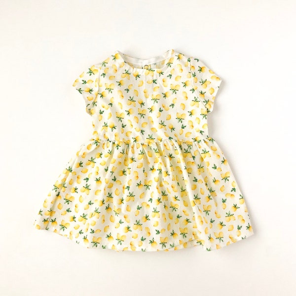 Lemon Girls Dress, Vintage Lemon Print Dress, Summer Dress