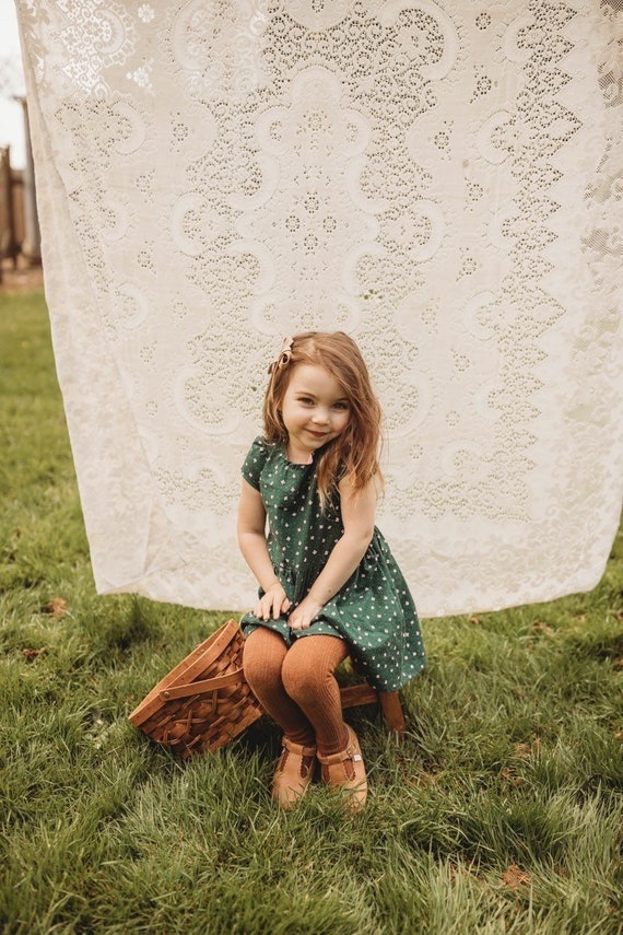 Green Ditsy Floral Dress, Girls Summer Daisy Dress Green Ditsy Floral Dress, Girls Summer Daisy Dress