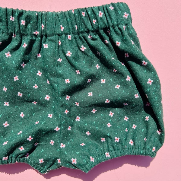 Green Ditsy Floral Bloomers, Girls Floral Shorts