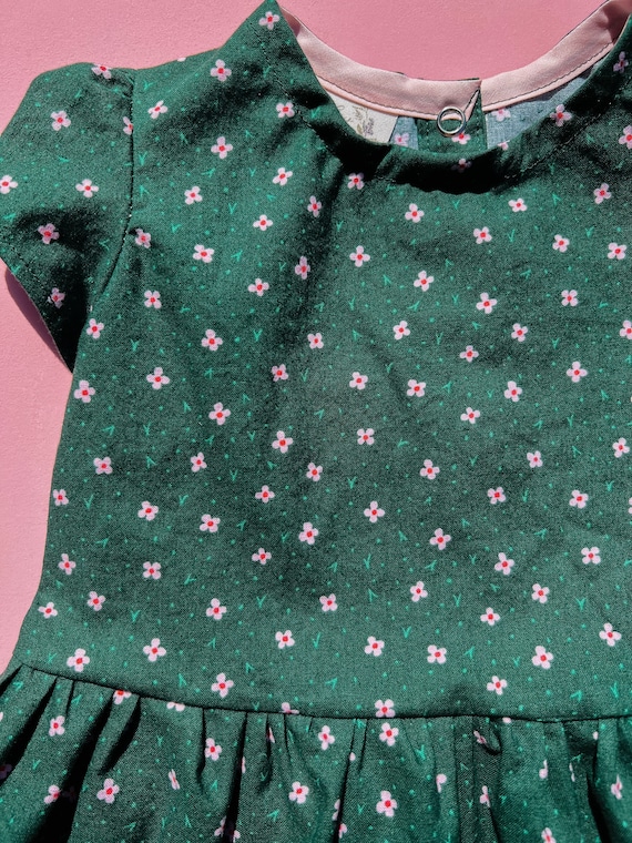 Green Ditsy Floral Dress, Girls Summer Daisy Dress