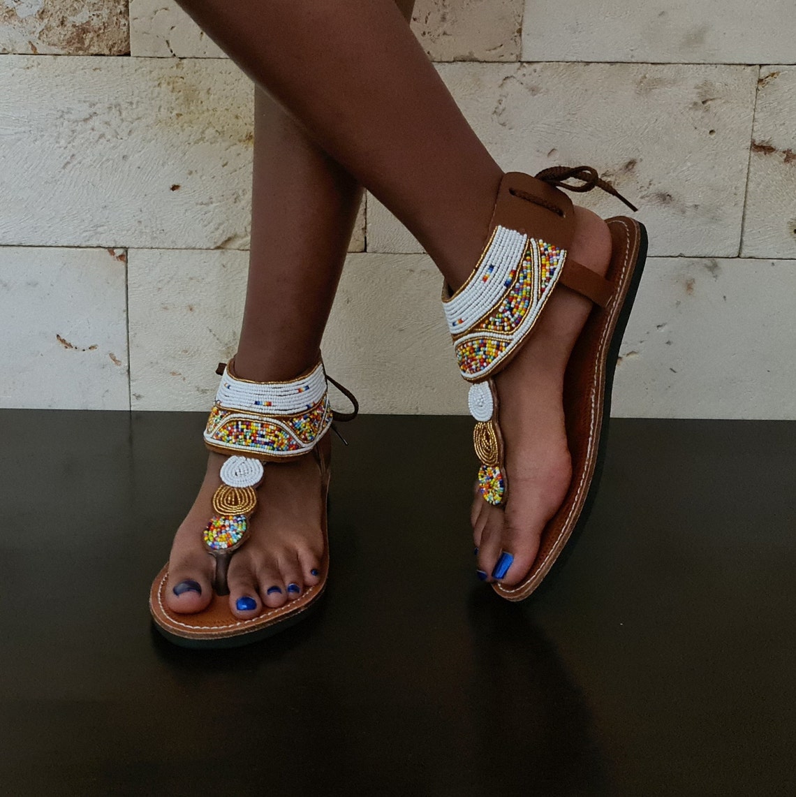 Maasai Sandals Beaded Sandals Summer Sandals Sandals for Etsy