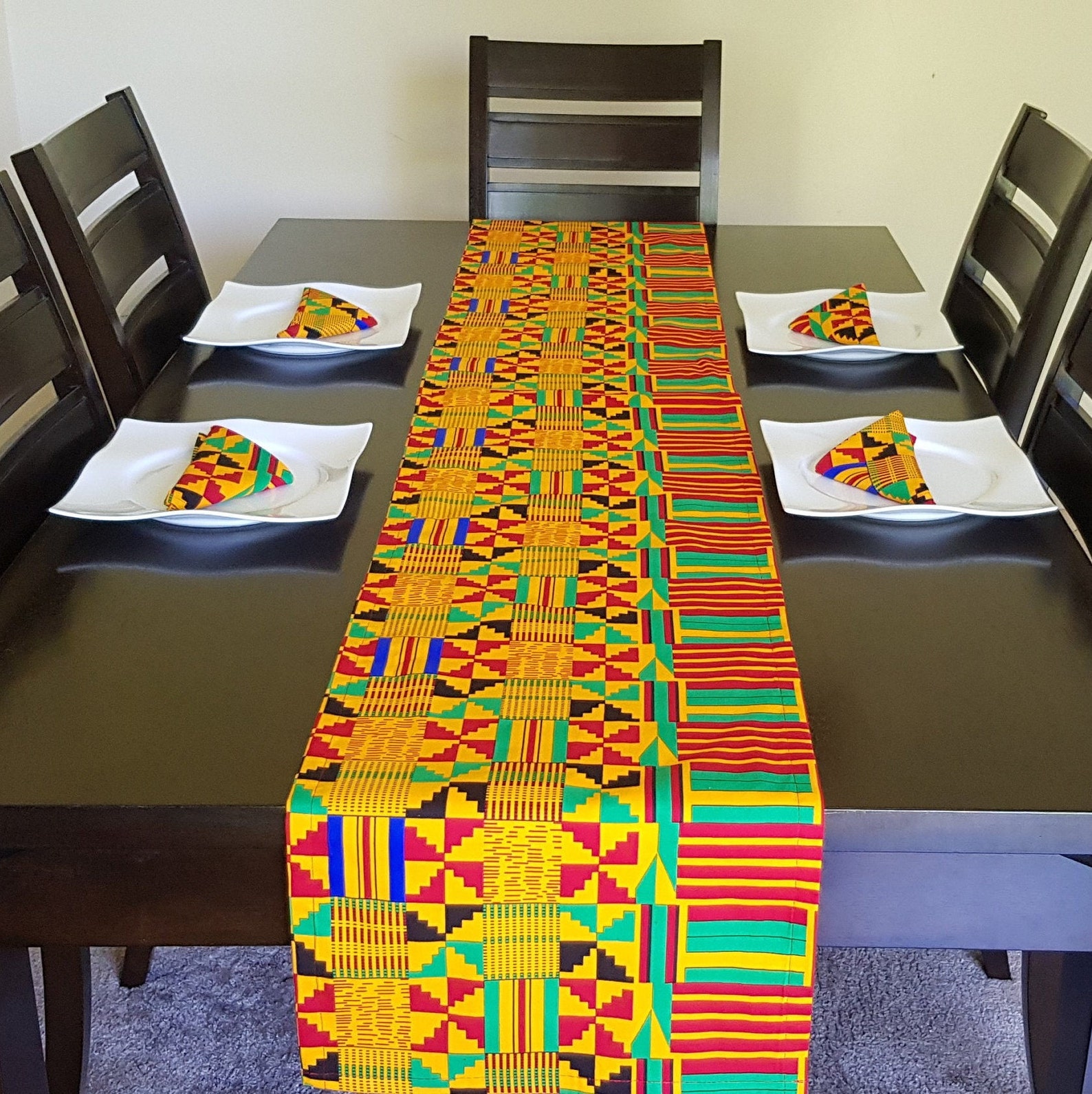 African Fabric Ankara Print Kente Set1 Table Runner 6 Etsy