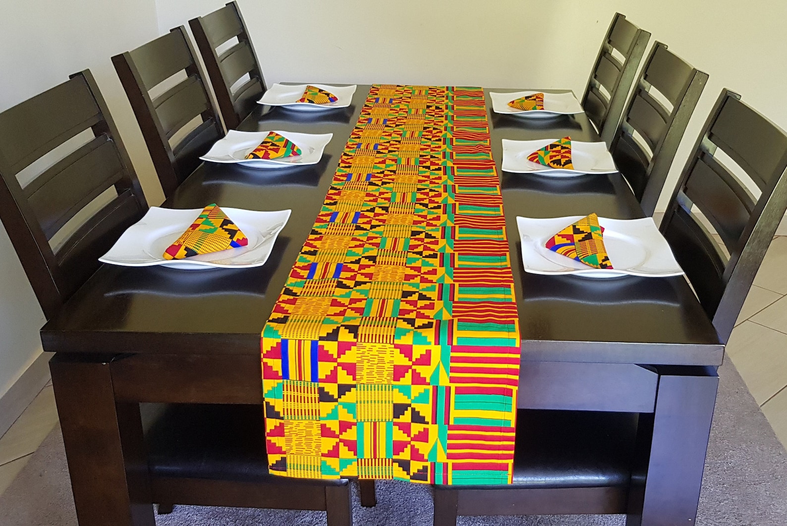 African Fabric Ankara Print Kente Set1 Table Runner 6 Etsy