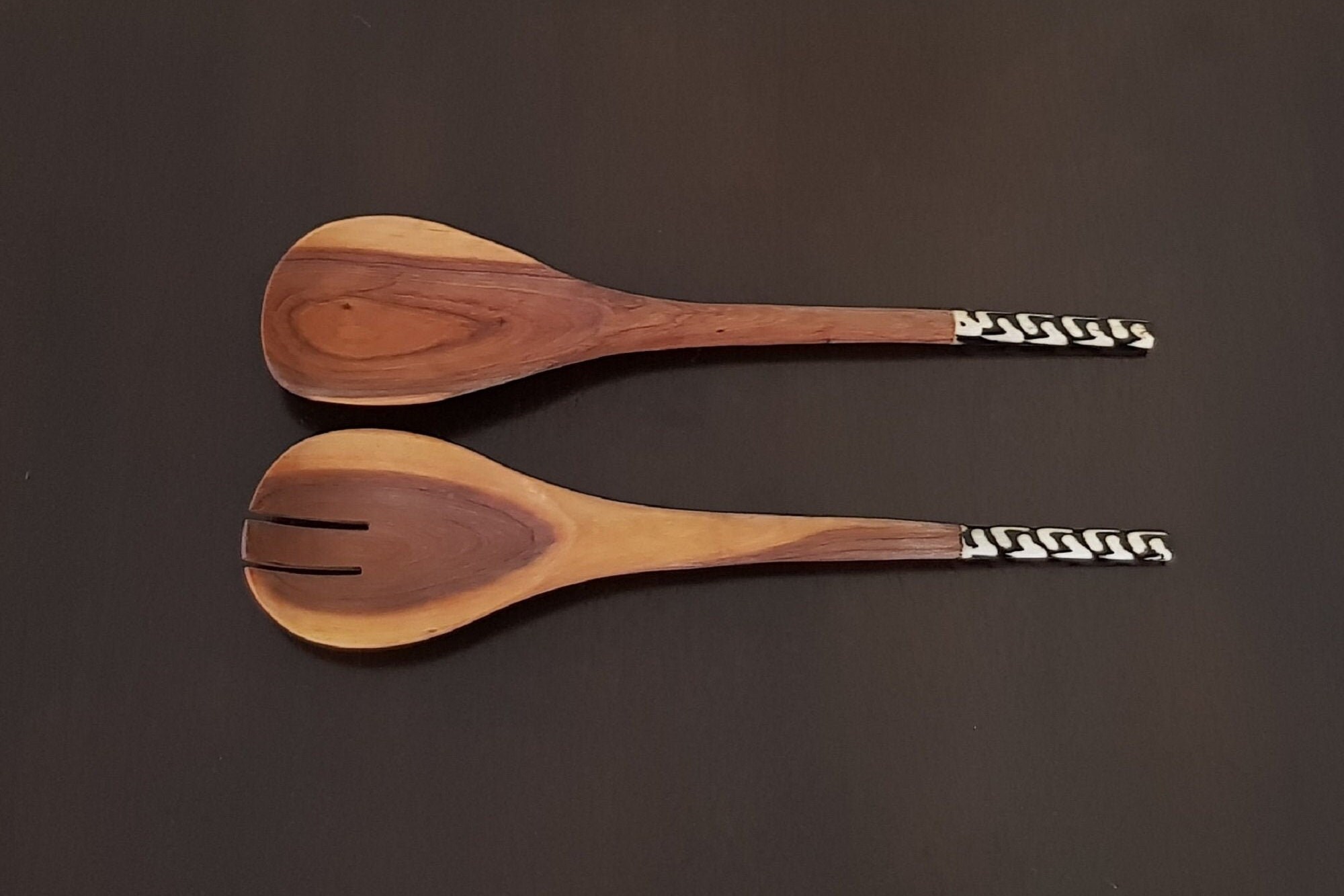 African Wooden Spoons Olive Wood Handmade Salad Serving Etsy