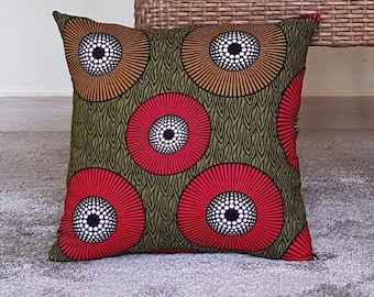 African Pillow Cover, African Pillowcase, Decorative Cushion Cover, with hidden Zipper, 45x45cm (18x18")